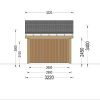 Träcarport med L-formad vägg LUNA, 3,2 x 6 m