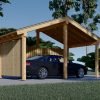 Träcarport med L-formad vägg LUNA, 3,2 x 6 m
