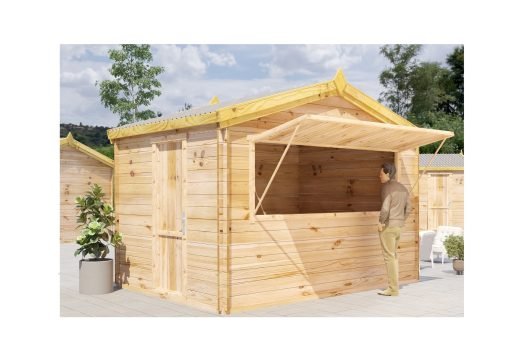 Träkiosk 6 m² (4×4), 44 mm
