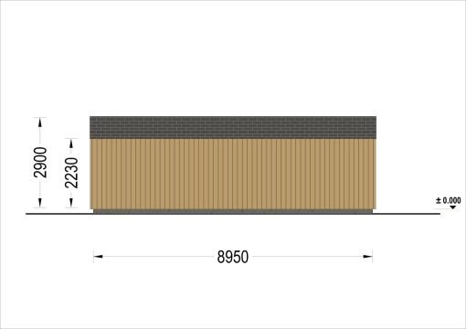 Trippel Trägarage SILVIA TRIO, 9×6 m, 54 m² (34 mm + träbeklädnad)