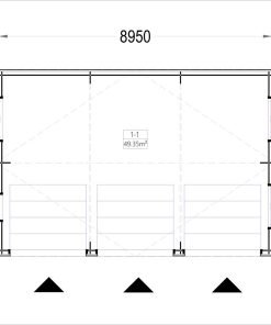 Trippel Trägarage SILVIA TRIO, 9×6 m, 54 m² (34 mm + träbeklädnad)