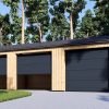 Trippel Trägarage SILVIA TRIO, 9×6 m, 54 m² (34 mm + träbeklädnad)