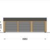 Trippel Trägarage SILVIA TRIO, 9×6 m, 54 m² (34 mm + träbeklädnad)