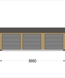 Trippel Trägarage SILVIA TRIO, 9×6 m, 54 m² (34 mm + träbeklädnad)
