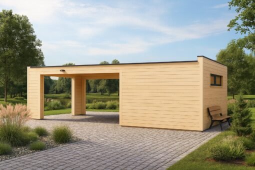 🚗 Garage BIZON 24 m² + 36 m² Carport – 44 mm + 100 mm + 19 mm