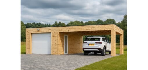 🚗 Garage BIZON 24 m² + 36 m² Carport – 44 mm + 100 mm + 19 mm