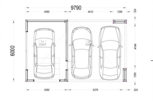 🚗 Garage BIZON 24 m² + 36 m² Carport – 44 mm + 100 mm + 19 mm - Bild 7