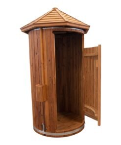 Rund utomhusdusch i trä Ø1.1 m