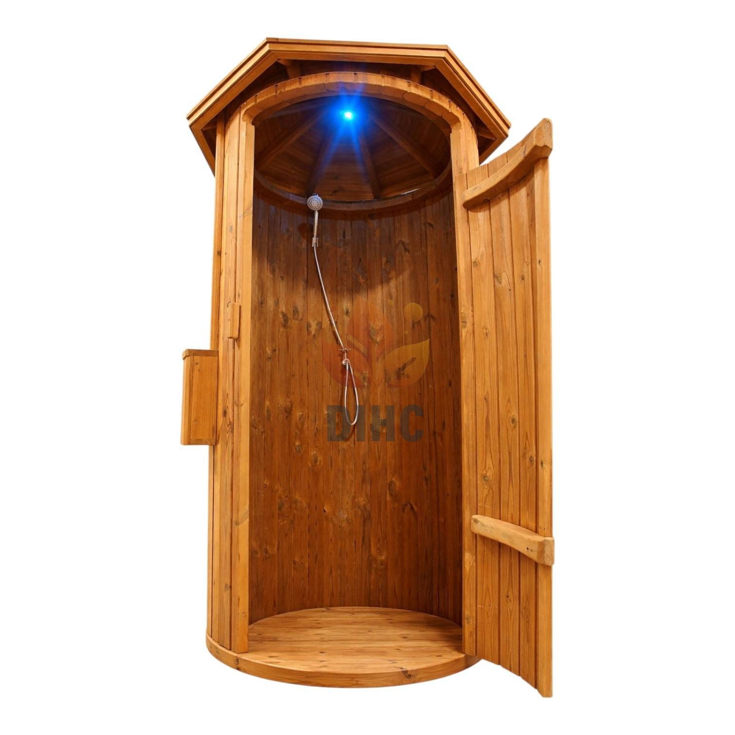 Rund utomhusdusch i trä Ø1.1 m
