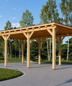 Modern träcarport med platt tak 3 × 6 m