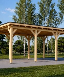 Modern träcarport med platt tak 3 × 6 m