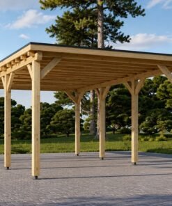 Modern träcarport med platt tak 3 × 6 m